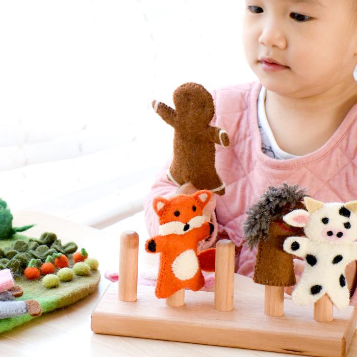 Tara Treasures Australian Hardwood Finger Puppet Stand (5 rods) - My Playroom 