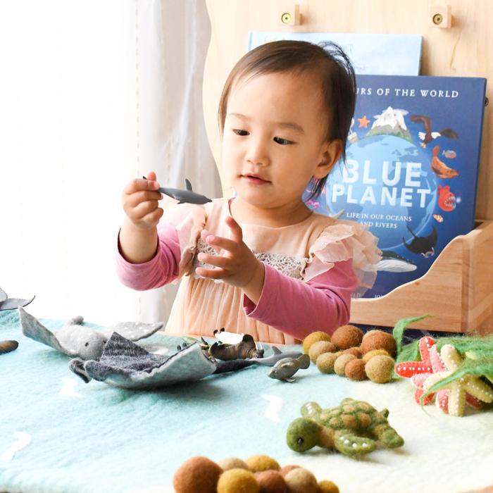 Tara Treasures Large Felt Sea and Rockpool Play Mat Ocean Playscape 80cm - My Playroom 