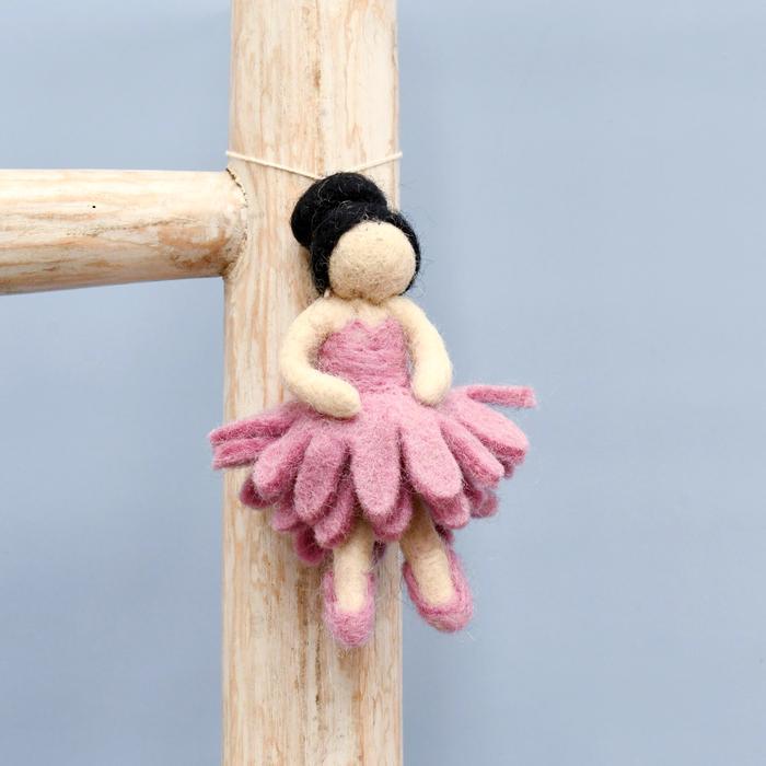 Tara Treasures Felt Waldorf Pocket Doll - Blush Pink Dress - My Playroom 