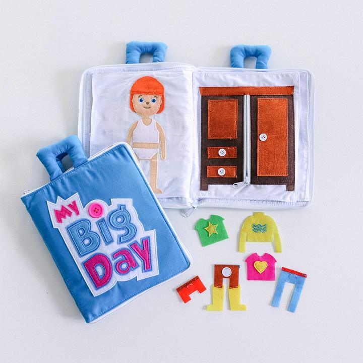 My Big Day Fabric Activity Book Blue Cover by Curious Columbus Kids - My Playroom 