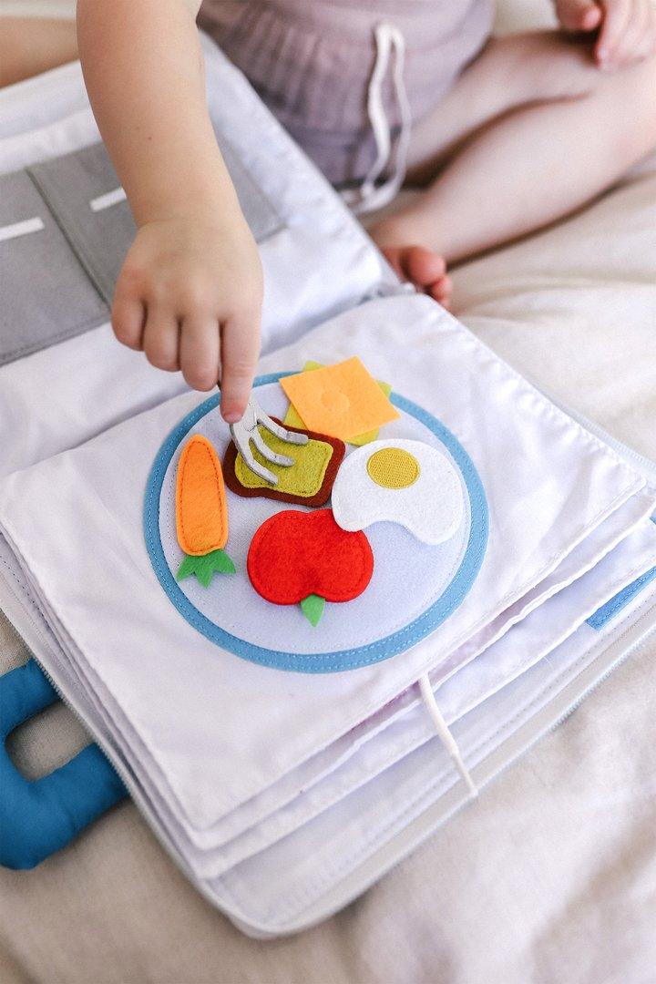 My Big Day Fabric Activity Book Blue Cover by Curious Columbus Kids - My Playroom 