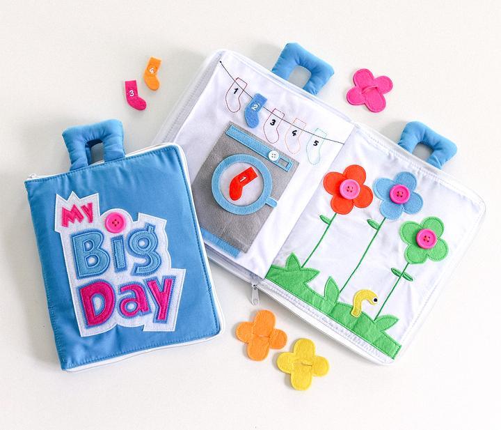 My Big Day Fabric Activity Book Blue Cover by Curious Columbus Kids - My Playroom 