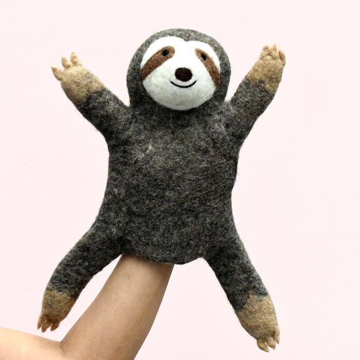Tara Treasures Felt Sloth Hand Puppet - Woodland Animal - My Playroom 
