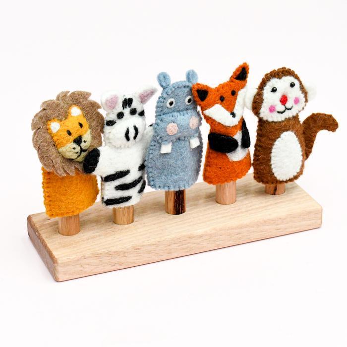 Tara Treasures Australian Hardwood Finger Puppet Stand (5 rods) - My Playroom 