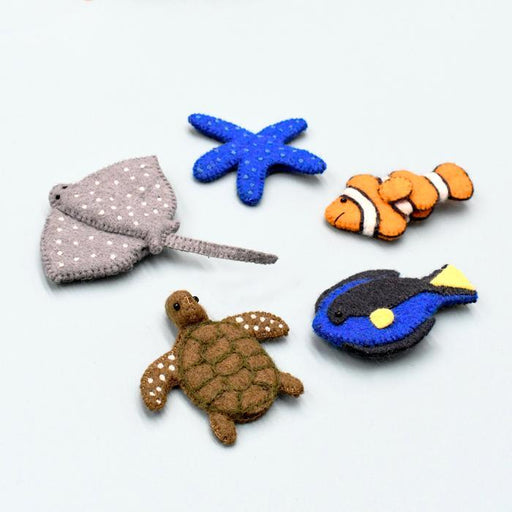 Tara Treasures Felt Australian Ocean Coral Reef Under the Sea Finger Puppet Set - My Playroom 