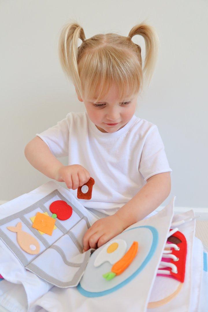 My Big Day Fabric Activity Book Blue Cover by Curious Columbus Kids - My Playroom 