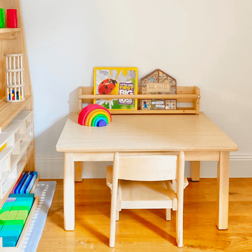 Montessori Furniture My First TABLE SET Armchair Beechwood - Table 80(L) x 60(W) (for 10 - 30 months old) x 40(H)cm, Chair 22cm(H) - My Playroom 