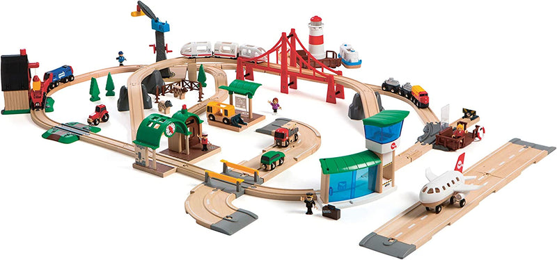 BRIO Railway World Deluxe Set 106 Pieces Train Set With Sound And Light Large Set 3yrs+ (Furniture Shipping)