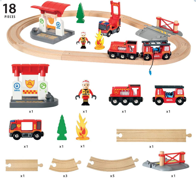 BRIO Firefighter 18 Pieces Set With Sound and Light Best Seller 3yrs+