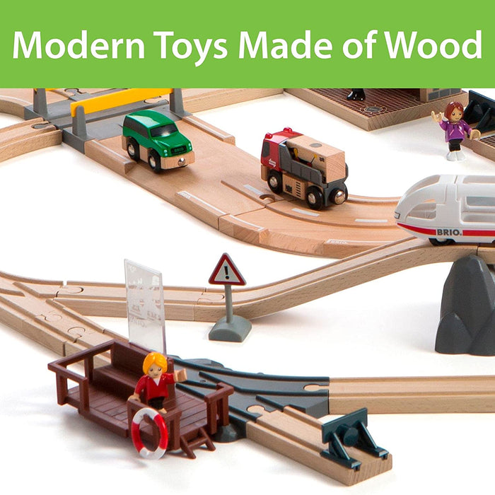 Brio deluxe railway set wooden toy best sale train set for kids