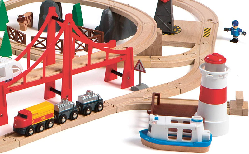 BRIO Railway World Deluxe Set 106 Pieces Train Set With Sound And Light Large Set 3yrs+ (Furniture Shipping)