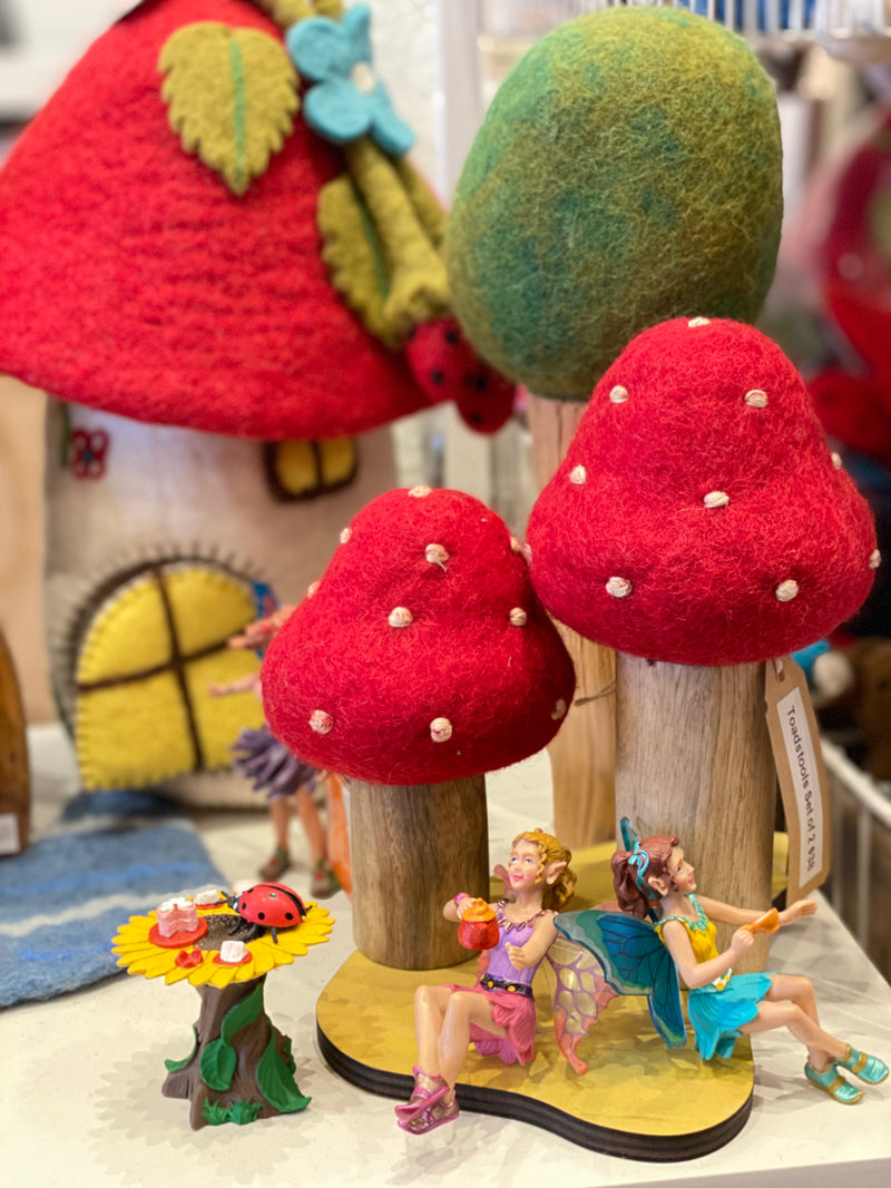 Papoose Felt Toadstool 2 Piece Set Pretend & Imaginative Play Toys 3yrs+