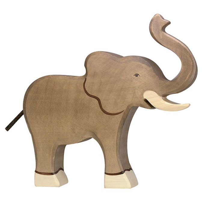 Holztiger Elephant Trunk Raised Wooden Wildlife Animal