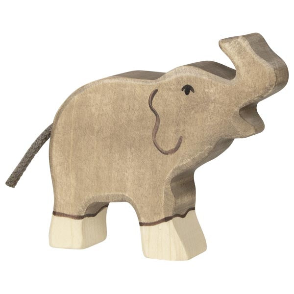Holztiger Baby Elephant Wooden Animals Trunk Raised Wildlife Animal 3yrs+