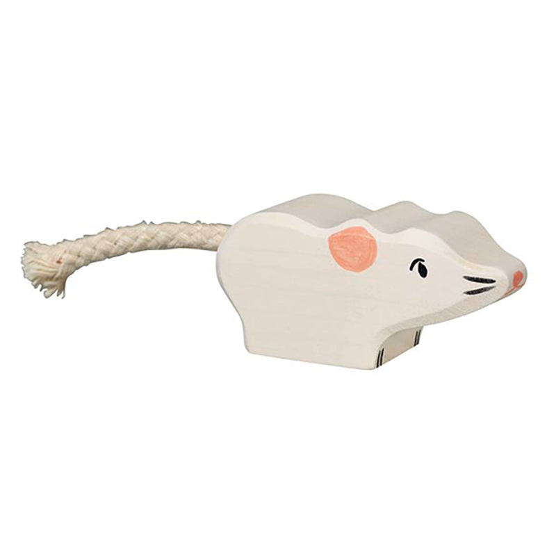 Holztiger Mouse White Wooden Animals Farm Animal Toys 3yrs+