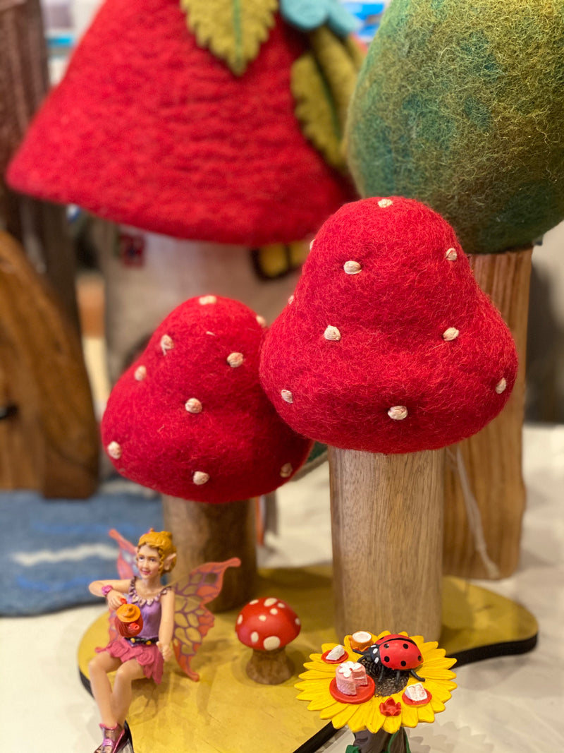 Papoose Felt Toadstool 2 Piece Set Pretend & Imaginative Play Toys 3yrs+
