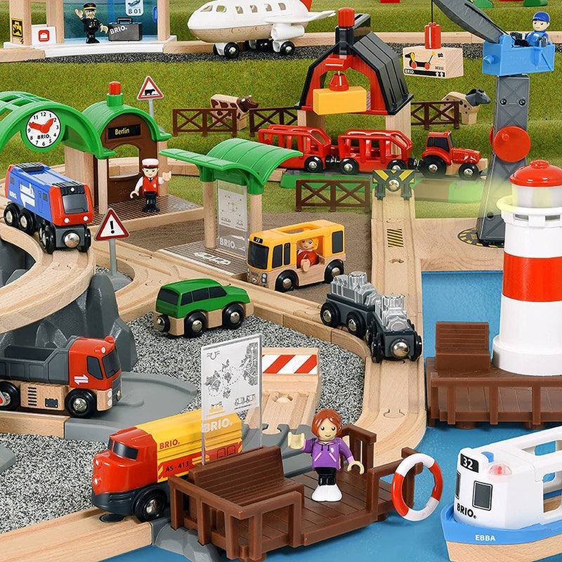 BRIO Railway World Deluxe Set 106 Pieces Train Set With Sound And Light Large Set 3yrs+ (Furniture Shipping)