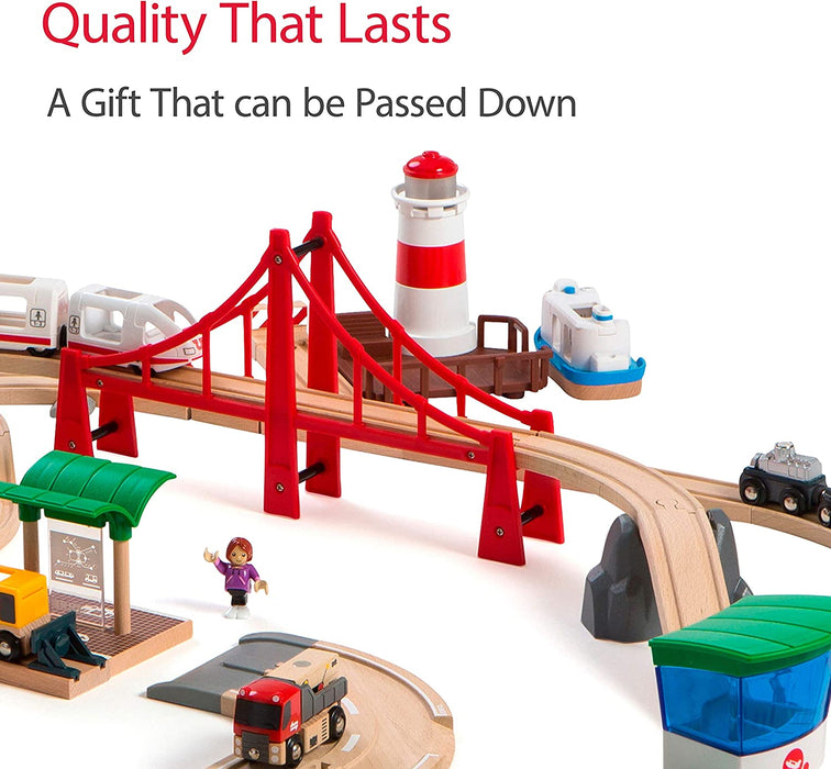 BRIO Railway World Deluxe Set 106 Pieces Train Set With Sound And Ligh ...