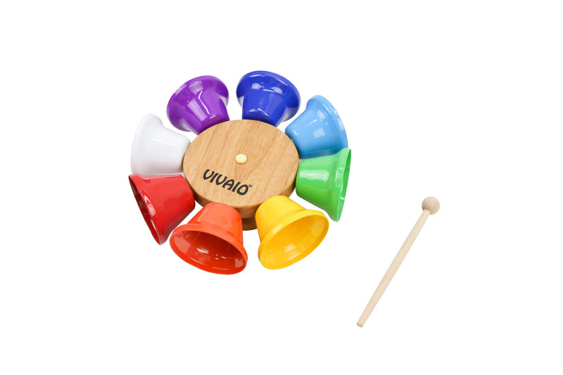 Vivaio Large Turning Bells with Wooden Stand Musical Intruments for Kids 3yrs+