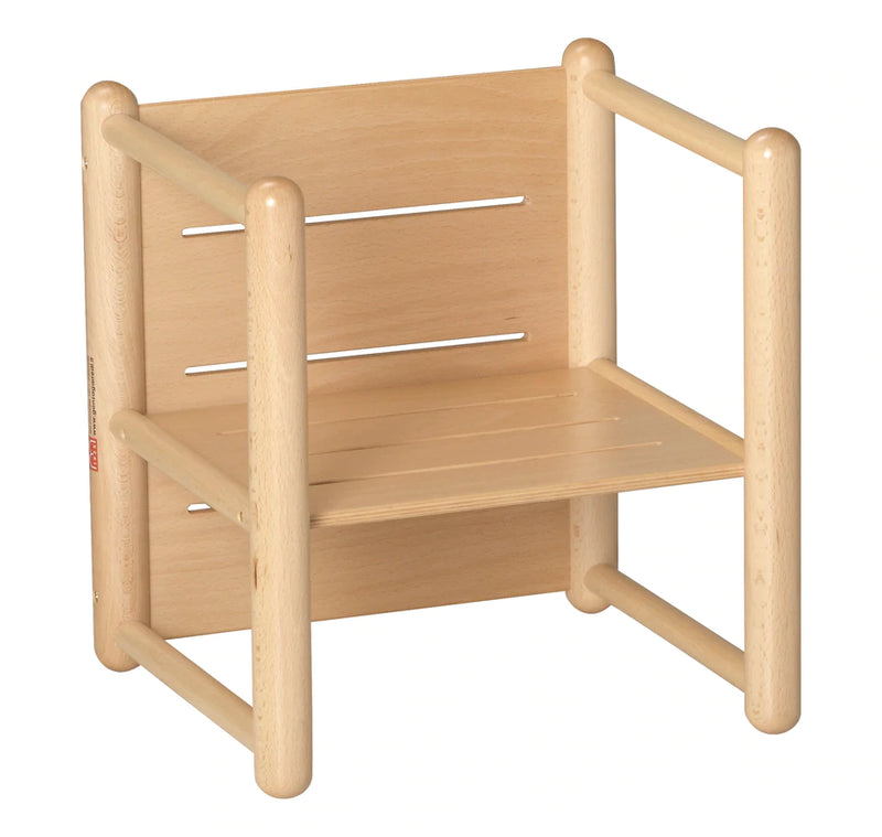 Montessori Weaning Chair 3 in 1 Wooden Cube by Gonzagarredi Montessori Italian Toddler Chair (Bulky Shipping)
