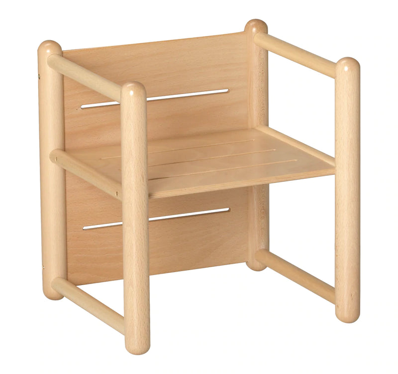 Montessori Weaning Chair 3 in 1 Wooden Cube by Gonzagarredi Montessori Italian Toddler Chair (Bulky Shipping)