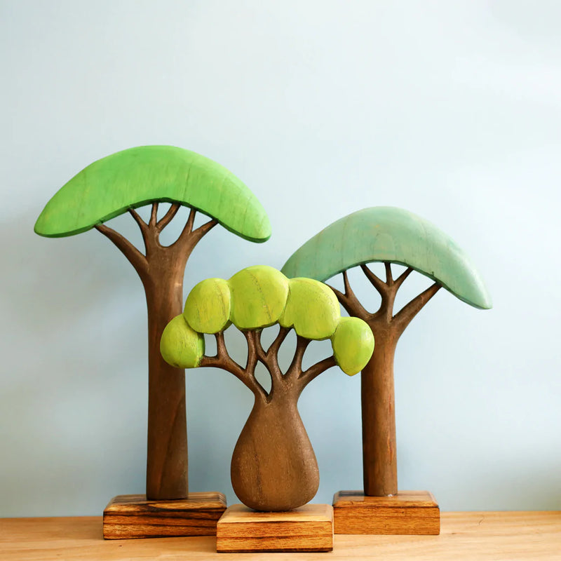 Papoose Wooden African Trees Set of 3 Pretend & Imaginative Play Toys 3yrs+