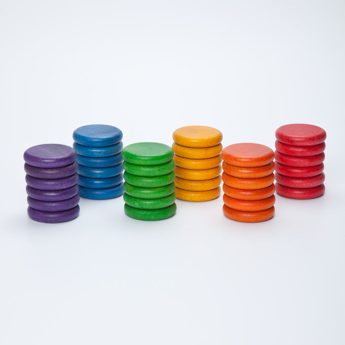 Grapat Coloured Rainbow Coins 6 Colours 36 Pieces 18m+