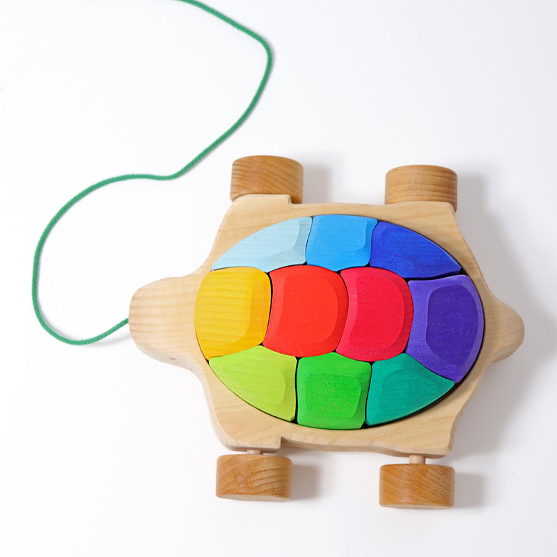 Grimm's Pull Along Rainbow Turtle Toys 12m+