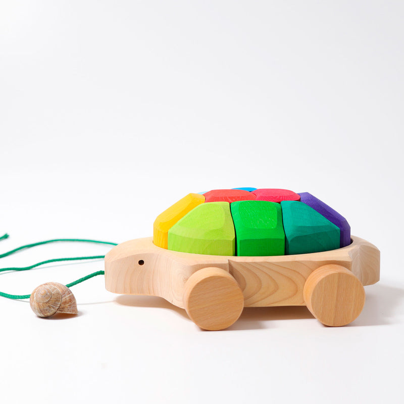 Grimm's Pull Along Rainbow Turtle Toys 12m+