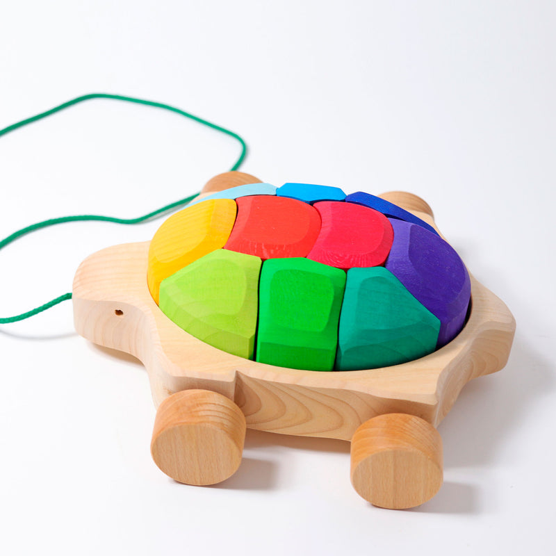Grimm's Pull Along Rainbow Turtle Toys 12m+
