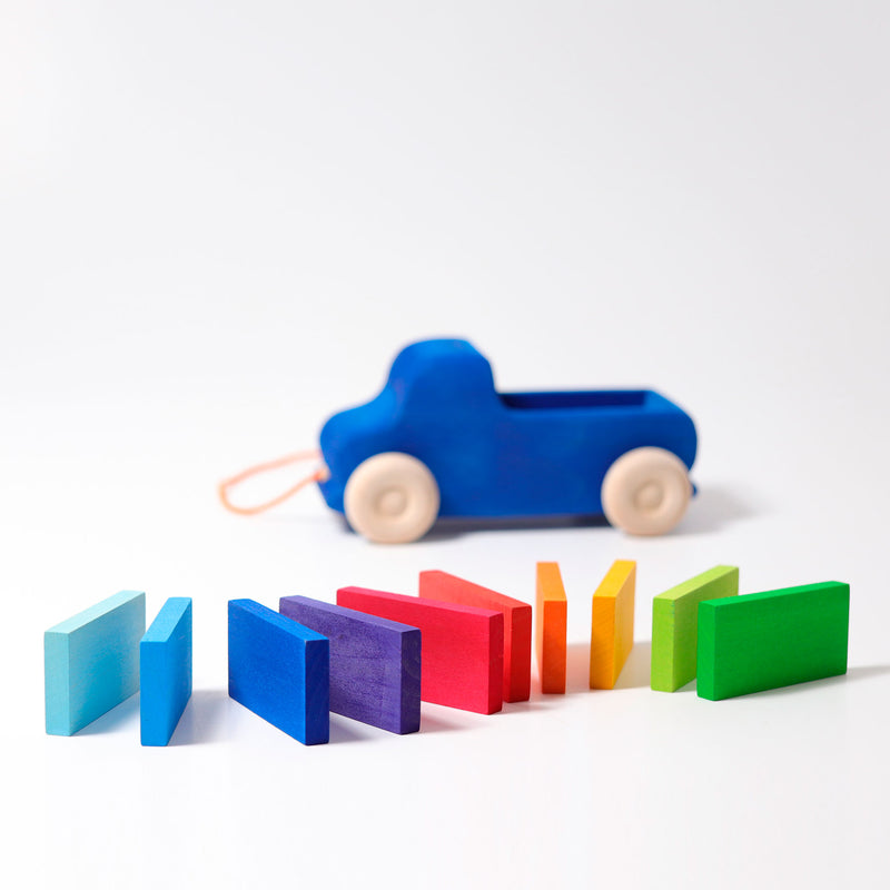 Grimm's Pull Along Truck Blue Toddler Wooden Toy Car Best Seller 12m+