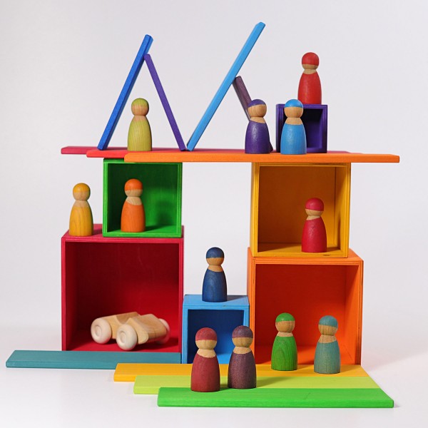 Grimm's Stacking Boxes Large Rainbow Developmental Toys for Toddlers Gifts Idea 2yrs+