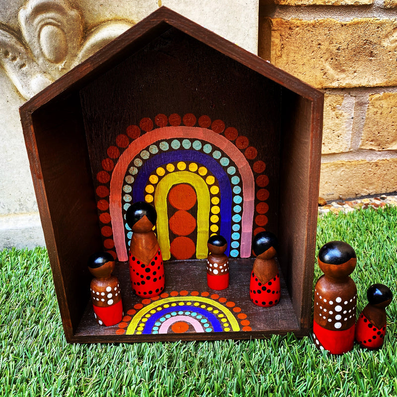 Barka Arts Aboriginal Mini Doll House + Free Peg Dolls First Nations Resources Australian Best Seller 3yrs+