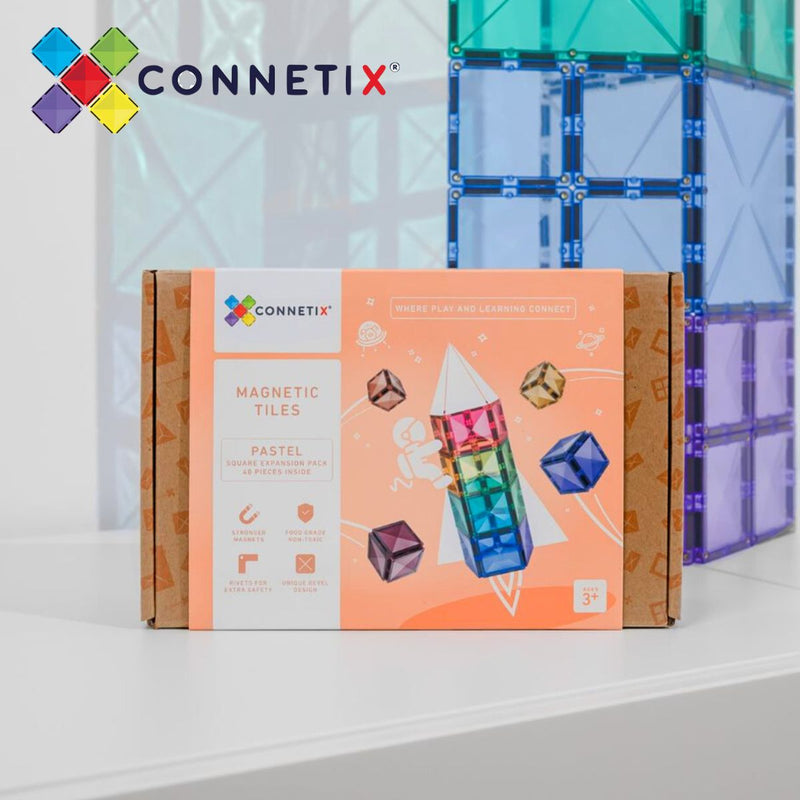 Connetix Tiles Pastel Square Pack 40 Piece Best Seller 3yrs+