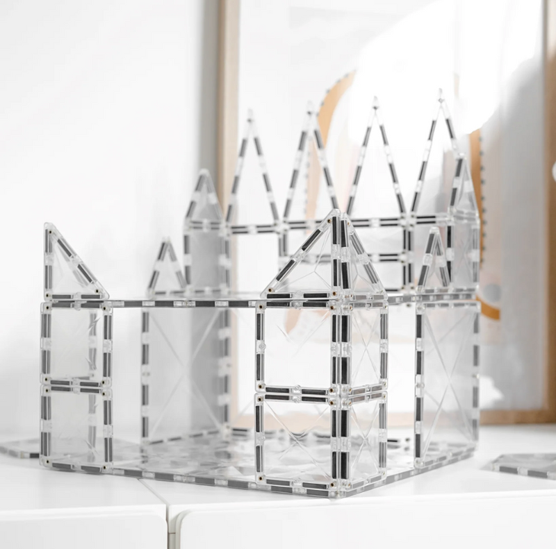 Magnetic Tiles Connetix Tiles Clear Bundle 34 Piece + Base Plate 2 Piece 3yrs+