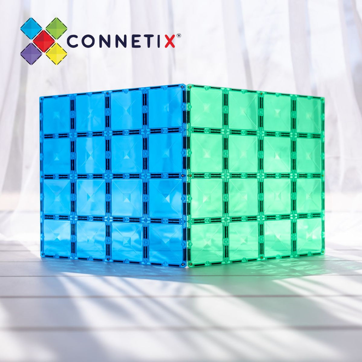 Connetix Rainbow Blue & Green Base Plate 2 pc main image 1