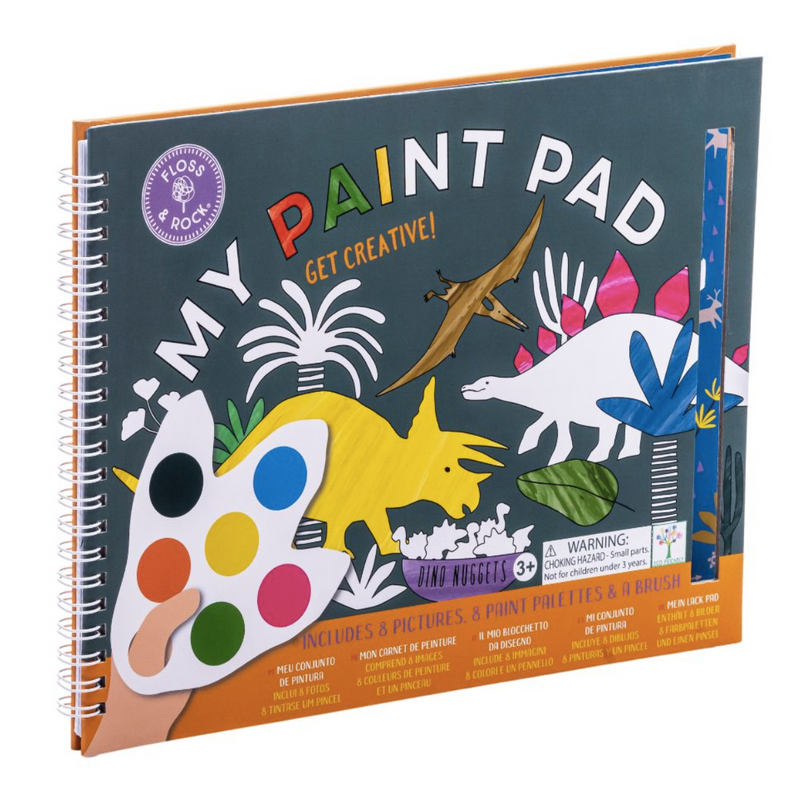 Floss & Rock Paint Pad Dinosaur Activity Book with 8 Paint Palettes and 1 Brush Art and craft for kids Dinosaur and Dragon Theme Retired 3yrs+