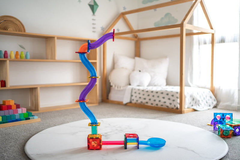 Learn and Grow Toys Magnetic Tiles Ball Run 84pc Pack Best Seller Marble Run Game 3yrs+