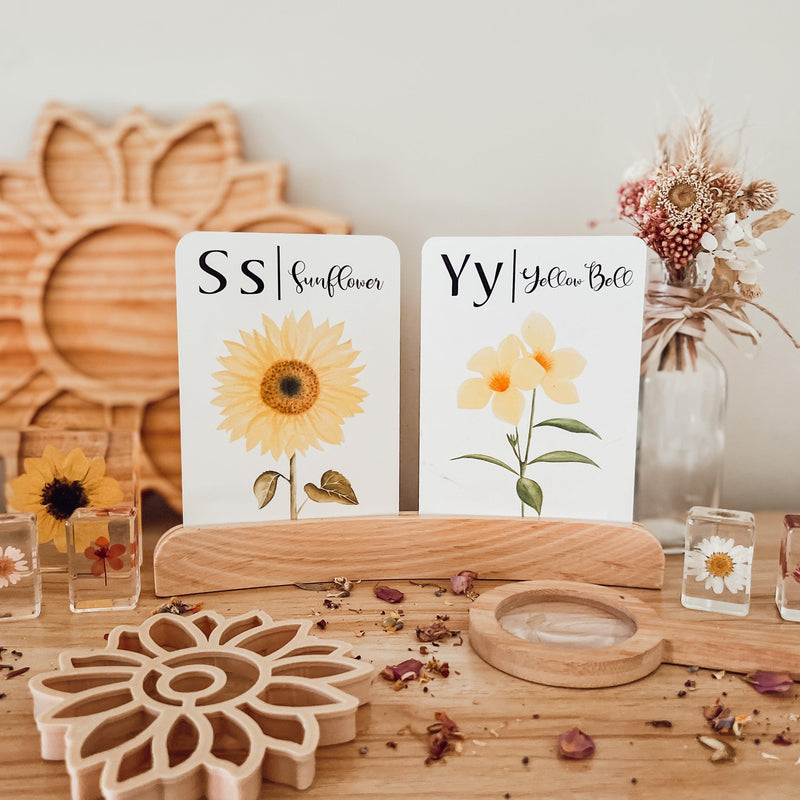 Small Curved Wooden Holder for Language Card, Artwork, Postcard 25cm - My Playroom 