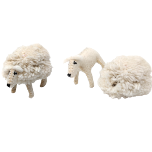 Papoose Felt White Sheep with Removable Coat Pretend & Imaginative Play Toys 3yrs+