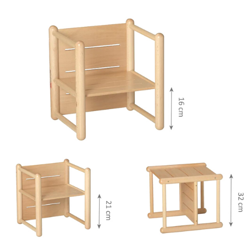 Montessori Weaning Chair 3 in 1 Wooden Cube by Gonzagarredi Montessori Italian