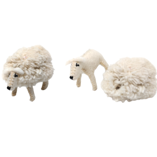 Papoose Felt White Sheep with Removable Coat
