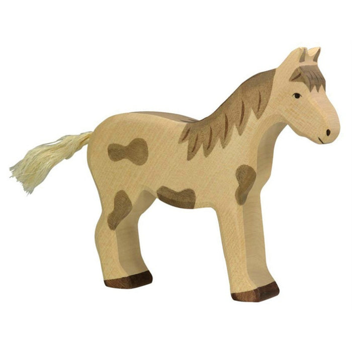 Holztiger Horse Standing Spotted Wooden Farm Animal