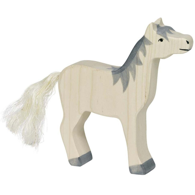 Holztiger Horse Grey Mane Wooden Animals Head Raised Farm Animal Toys 3yrs+