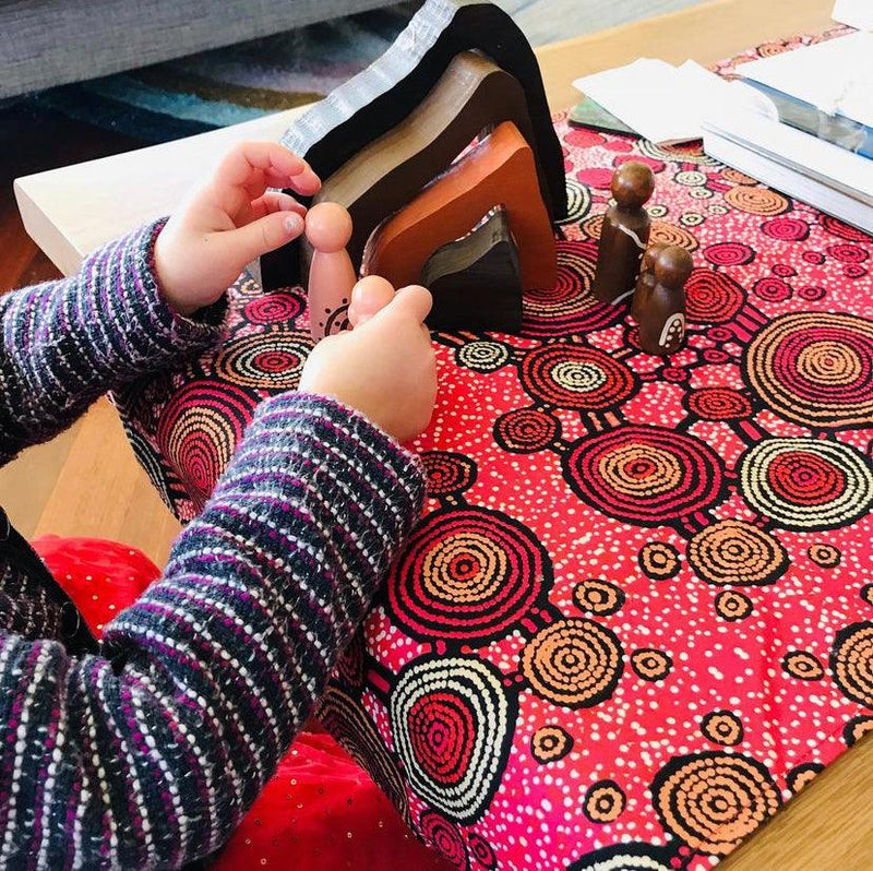 Barka Arts Aboriginal Symbols Peg Doll Family - My Playroom 