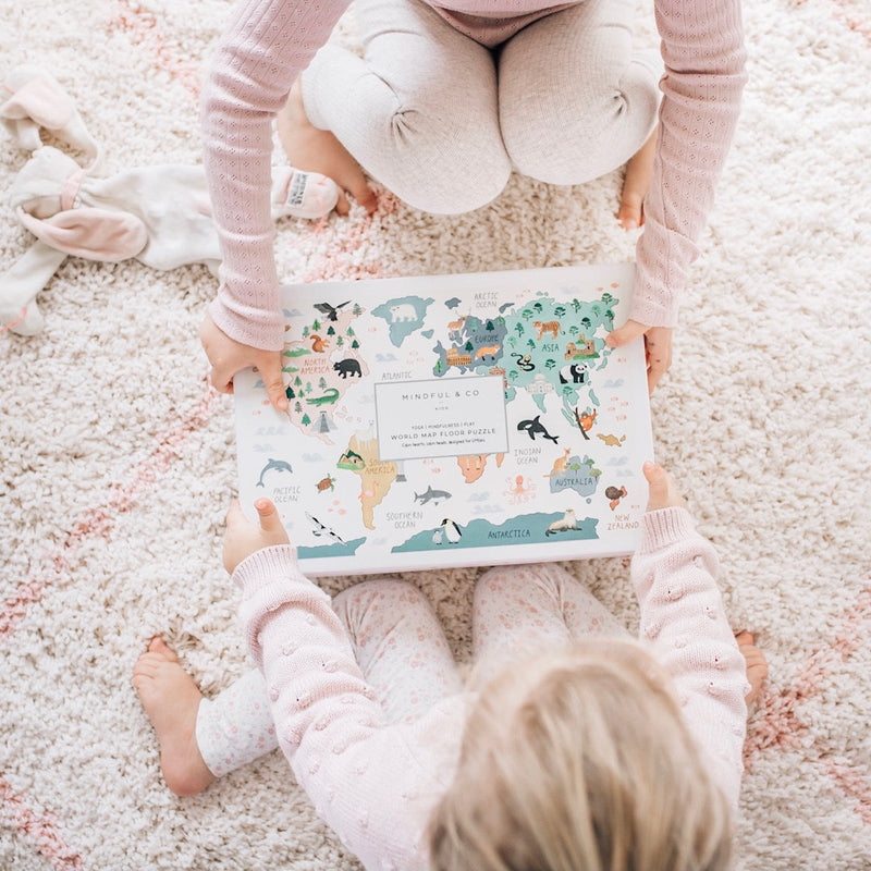 Mindful & Co World Map Toddler Floor Jigsaw Puzzle 48pcs Cognitive Developmental Toys for Toddlers Gift Idea 18m+