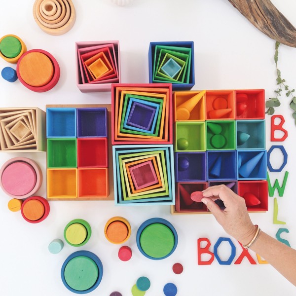 Grimm's Stacking Boxes Large Pastel Developmental Toys for Toddlers Gifts Idea Clearance 2yrs+