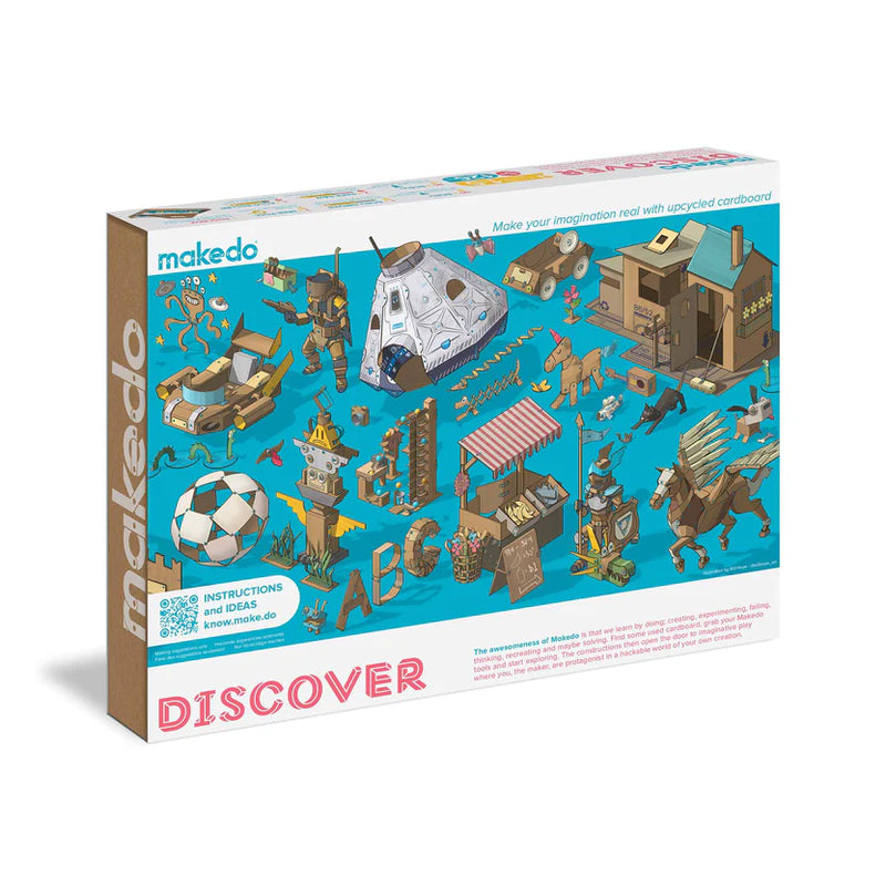 Makedo Discover 126pcs Large Cardboard Construction Set Best Seller Art and craft for kids Eco Friendly Gift  5yrs+