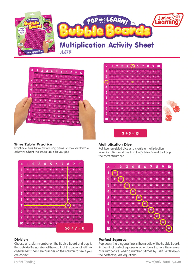 Multiplication Bubble Board 7yrs+ - My Playroom 
