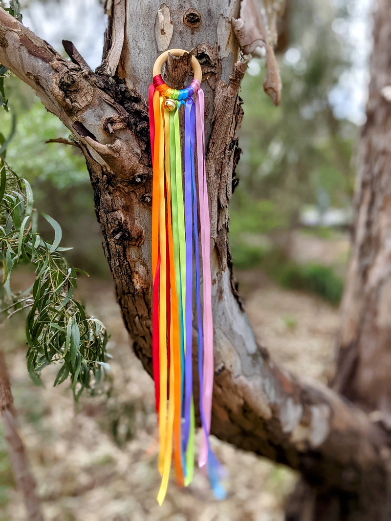 Wooden Dancing Ring with Rainbow Ribbon and A Bell 3yrs+